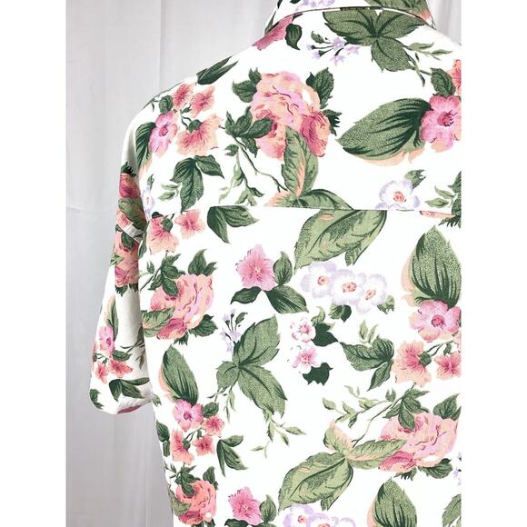 Vintage Ninon De Lenclos Floral Button Up Collared Short Sleeve Top Blouse Sz M - Picture 8 of 12